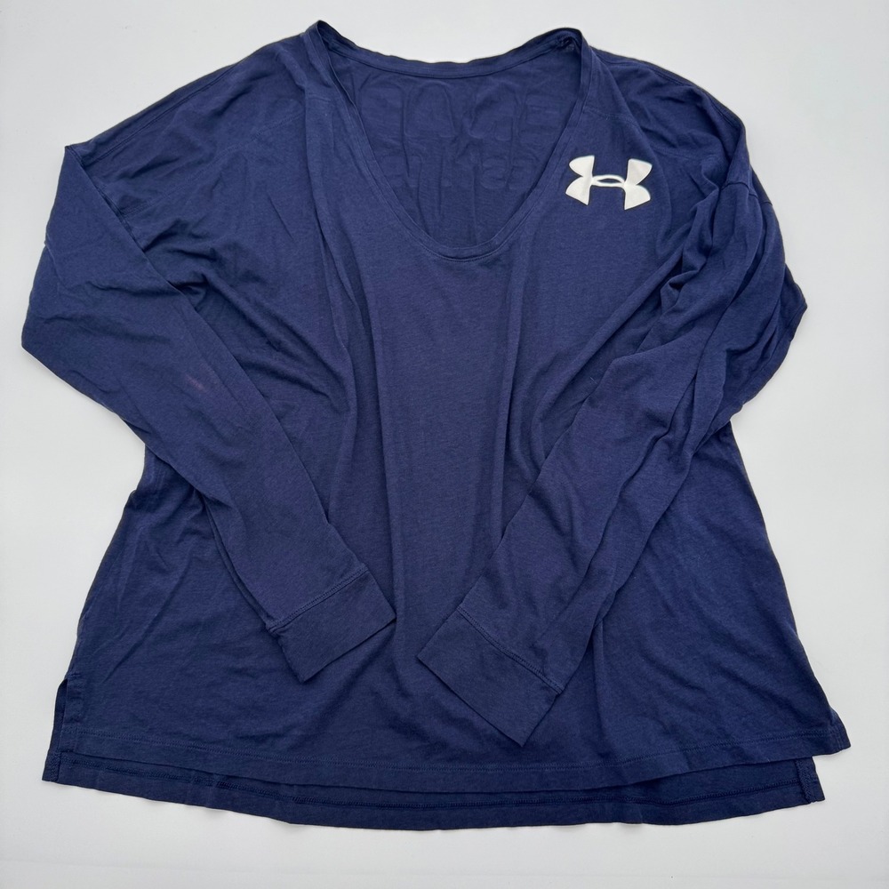 Under Armour Womens Navy Blue‎ Swoop Lightweight Long Sleeve Graphic Shirt XXL
